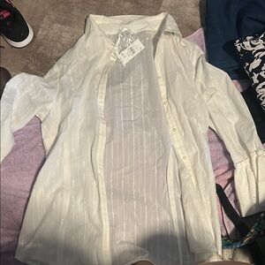 LOFT White Button Down Shirt